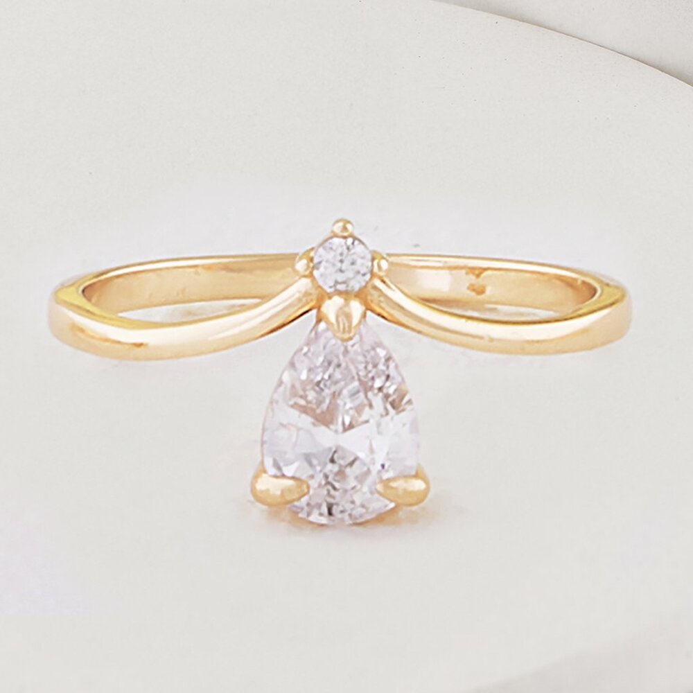 Gold Wishbone Ring, 925 Sterling Silver, 10k Gold Finish Charmed Aroma